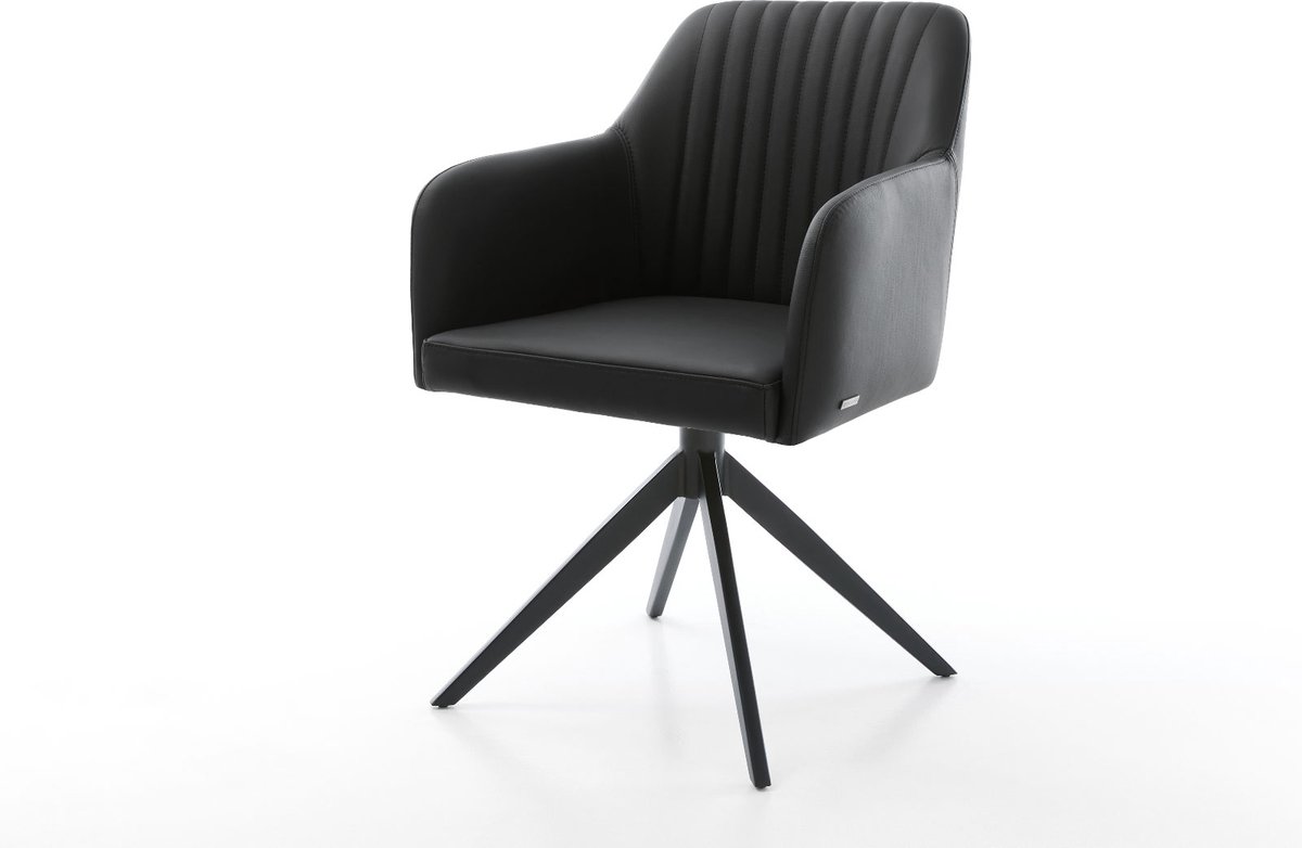 DELIFE Gestoffeerde-stoel Greg-Flex kruisframe breed zwart echt leer zwart pocketveer kern