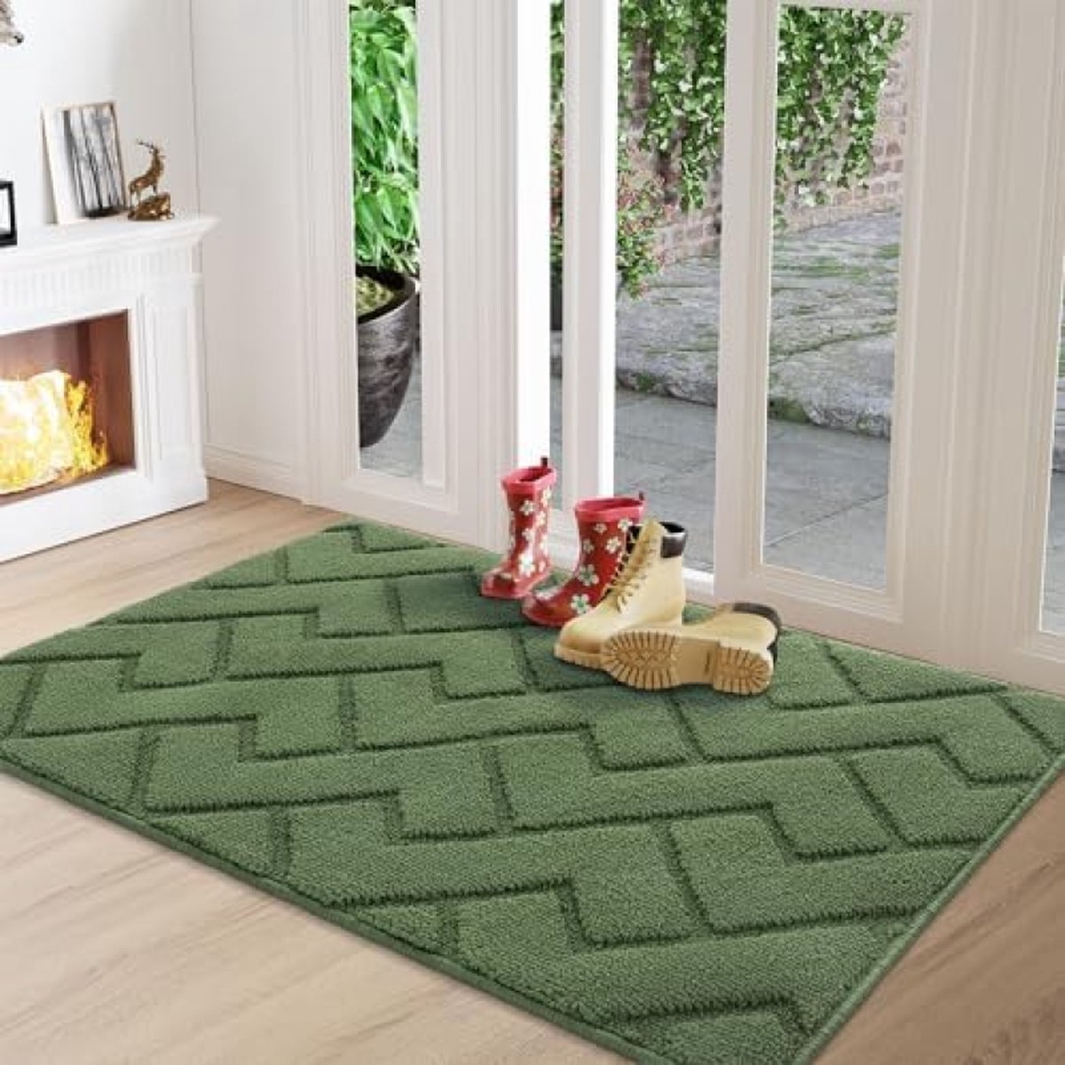 Deurmatten Binnen Duiten Schoonloopmat Vuilschraper,Antislip, Machinewasbaar,Waterabsorberend, entree deurmat voor voordeur, gang, entree, keuken, slaapkamer (Groen, 80x120cm)