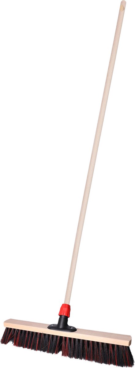 Goedkoopste Brumag Straatbezem Elaston voor buiten tegels - Harde bezemkop 50 cm breed - Houten steel 139 cm