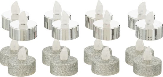 Feeric lights and christmas LED theelichtjes/waxinelichtjes - 16x -zilver