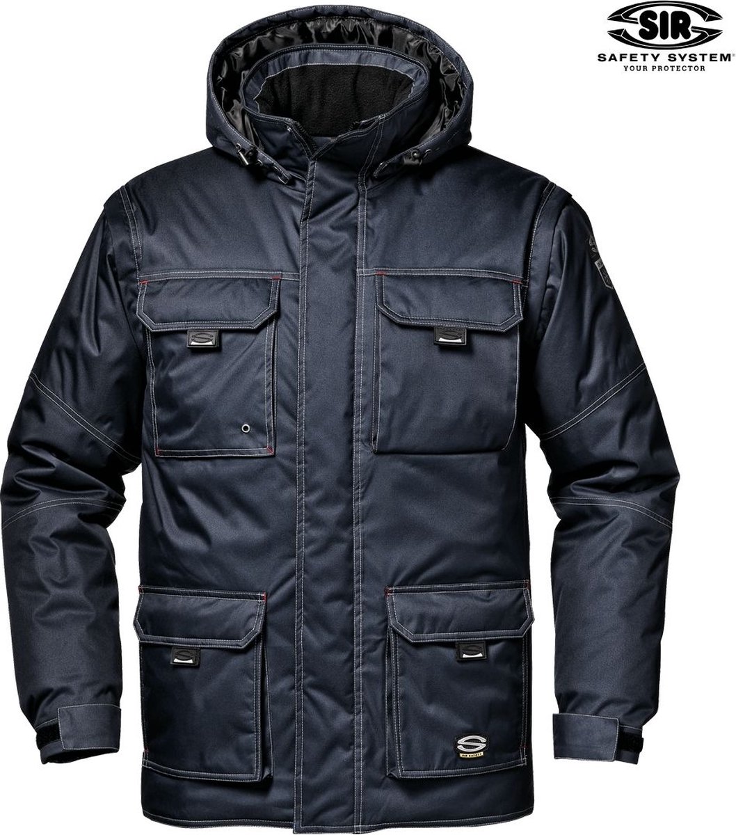 SIR SAFETY NASSAU Gevoerde Werkjas HEREN Veiligheidsjas Marineblauw - Warm Gevoerd - Ademend - Afneembare Capuchon