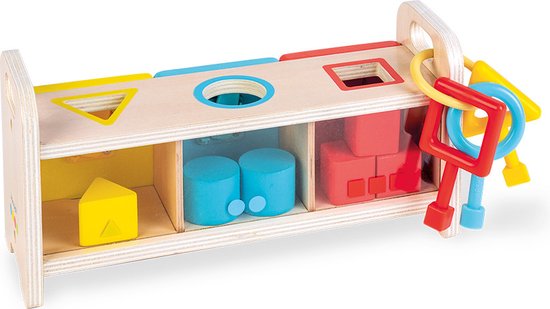 Janod Essentiel - Vormensorteerdoos Met Sleutels - Educatief Spel - Stop De Verschillende Vormen In De Juiste Vakjes En Kies De Juiste Sleutel Om Het Slot Te Openen En De Vormen Te Verzamelen - Geschikt Vanaf 18 Maanden van Janod — afbeelding 5