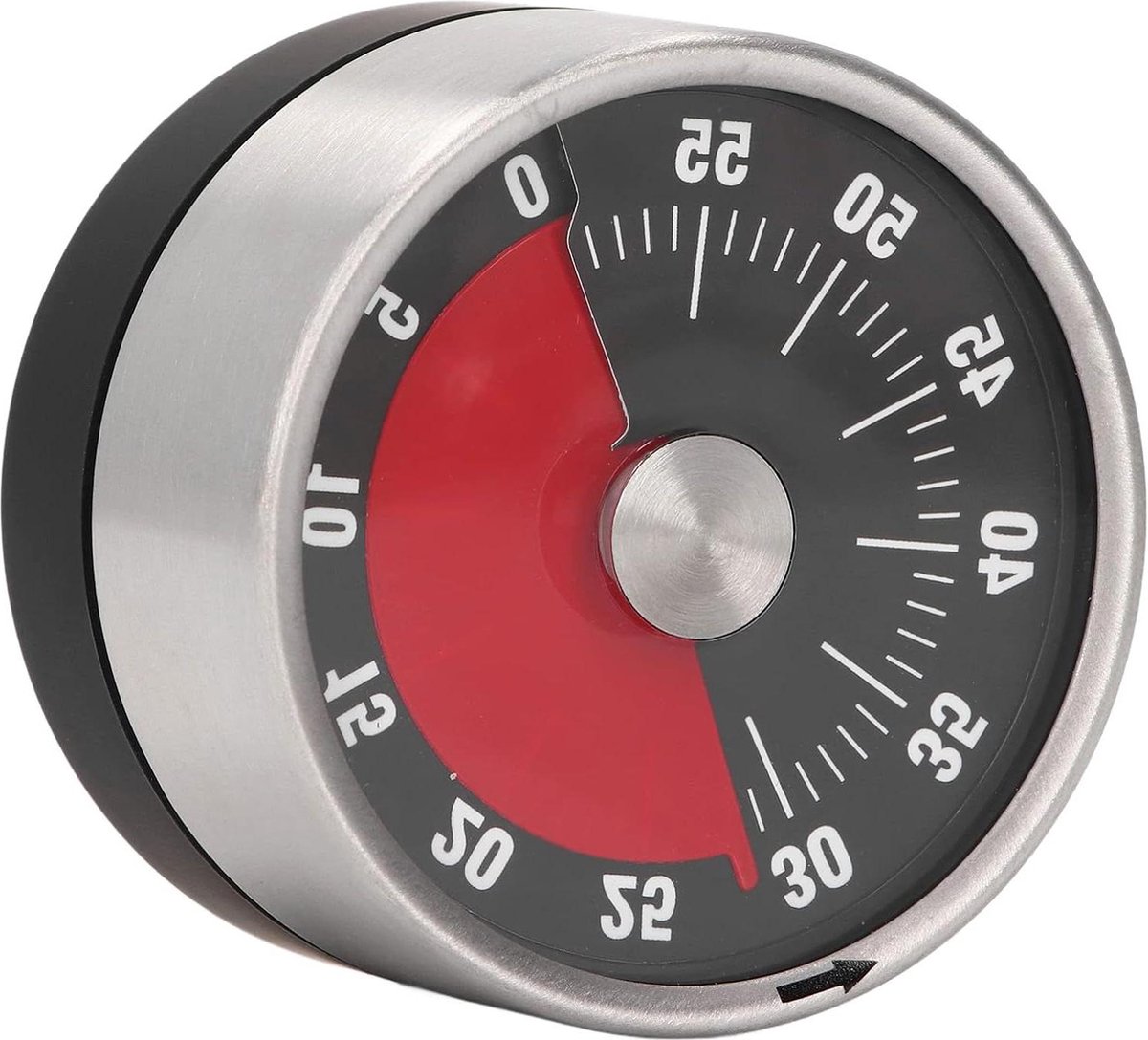Mechanische Timer 60 Minuten Afteltimer Visuele Timer voor Koken Bakken Met Alarmgeluid en Roestvrijstalen Frame Zwart kookwekker digitaal