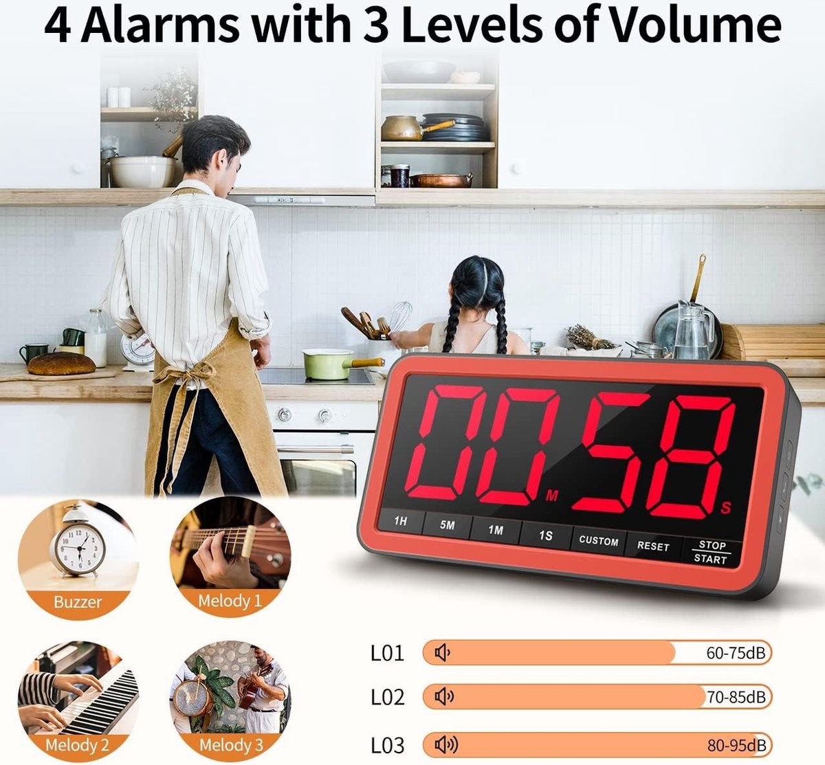 DIGITALE KEUKENTIMER 4 KANALEN DKT-4 - Combisteel 7517.0005