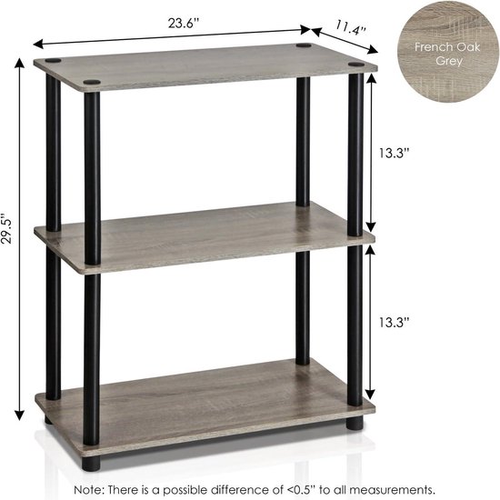 3-Tier Compact Multifunctioneel Plank Display Rack - Frans Eiken/Zwart ...