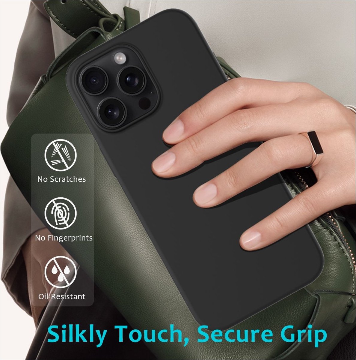 Mobigear Hoesje geschikt voor Apple iPhone 16 Pro Siliconen Telefoonhoesje | Mobigear Rubber Touch Backcover | iPhone 16 Pro Case | Back Cover - Zwart