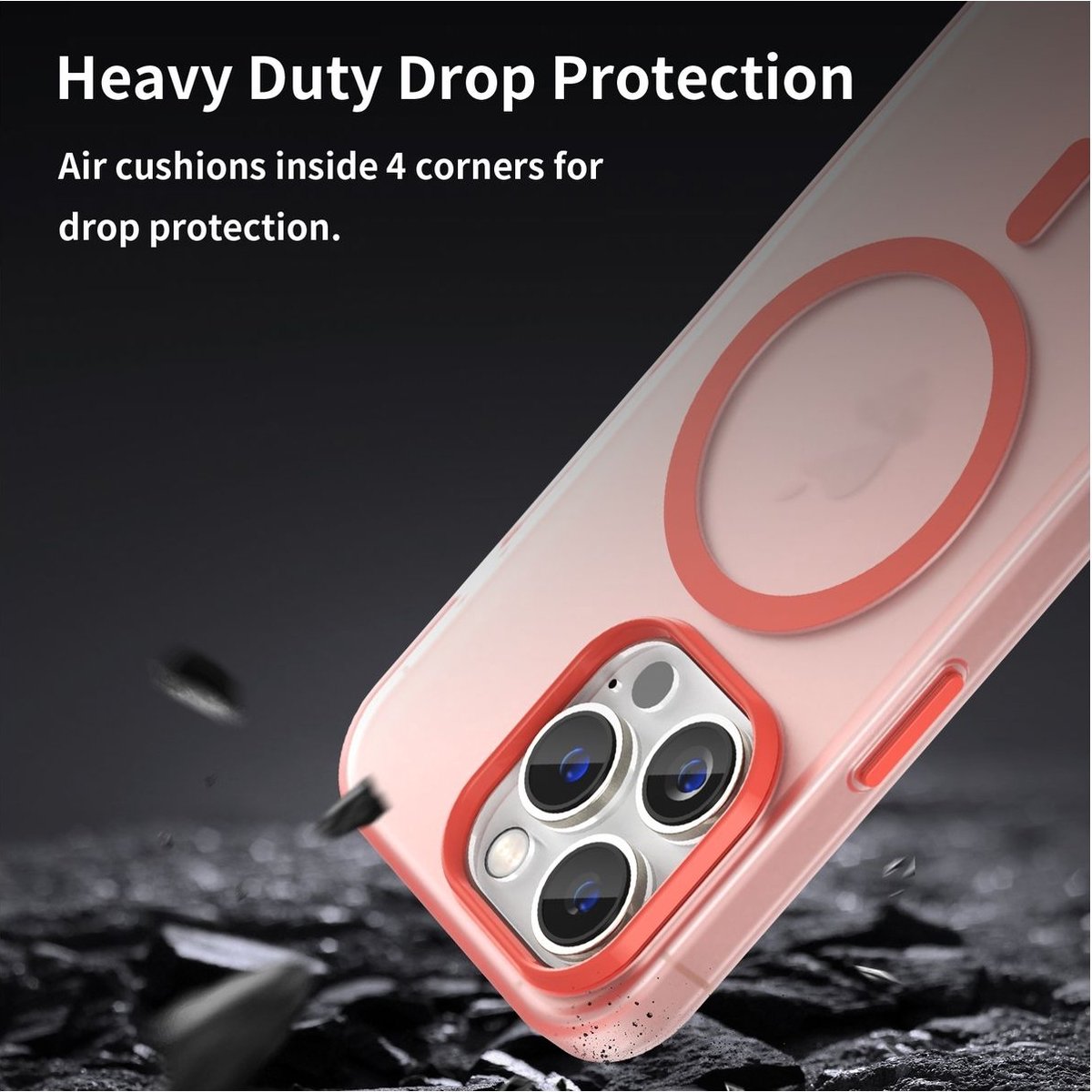 Mobigear Hoesje geschikt voor Apple iPhone 16 Pro MagSafe Telefoonhoesje Flexibel TPU | Mobigear Shockproof Backcover | Geschikt voor MagSafe | Geschikt voor Draadloos Opladen met Magnetische Ring | Geschikt voor MagSafe Case - Rood