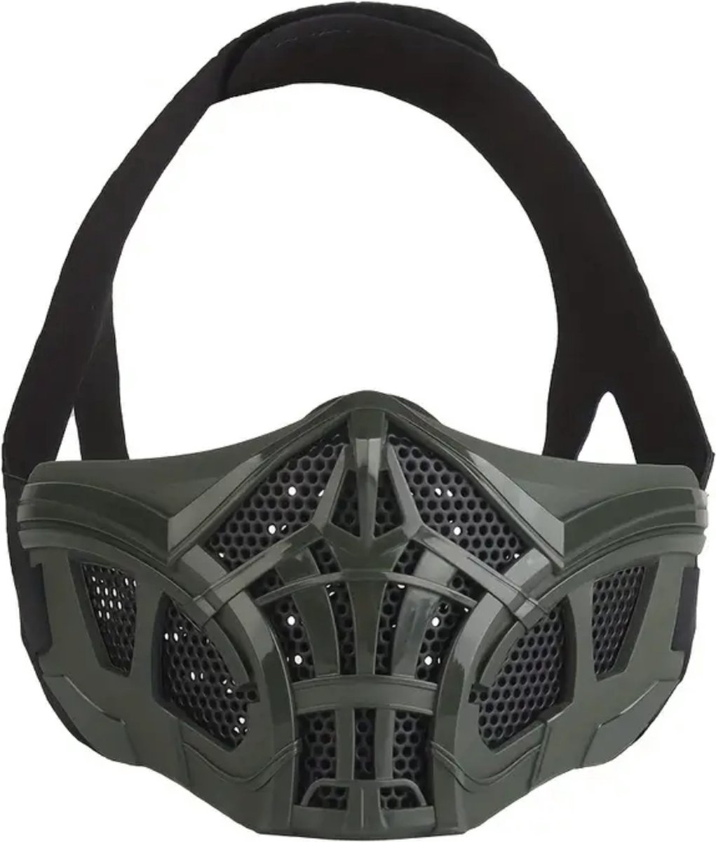Nivard Airsoft Masker Paintball Mask Tactical Helmet Helm Half Face Groen