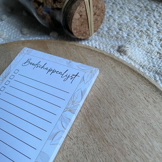 Momentuals - Liste de courses - Liste de courses - Bloc-notes - Bloc-notes pour l'épicerie - 1/3 A4 - 9,8x21cm - Collection Fleur GoldOr