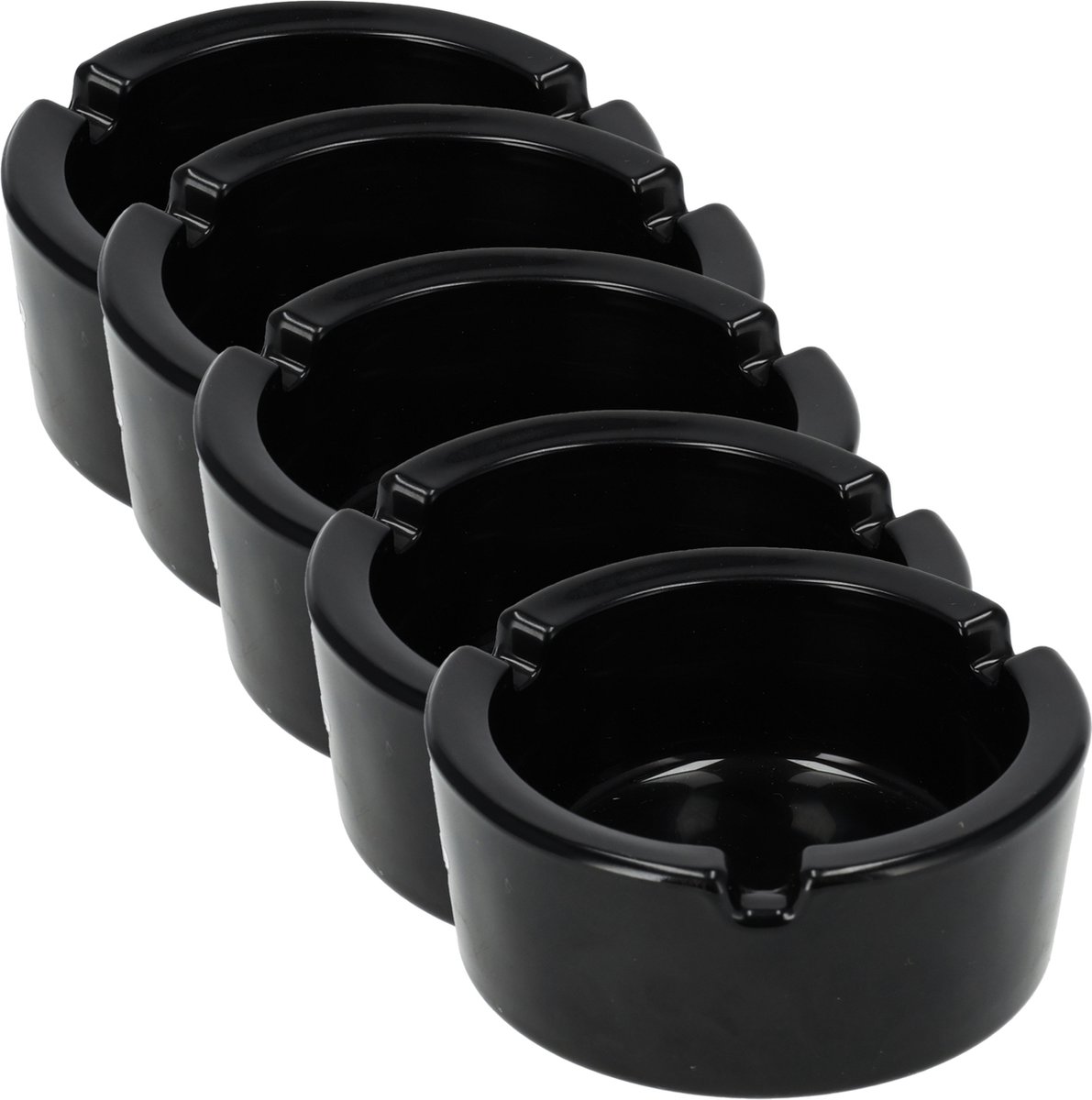 Goedkoopste Asbak Glas Rond 8.5cm | Set van 5 Zwarte Asbak voor Binnen & Buiten | Cadeau voor Rokers