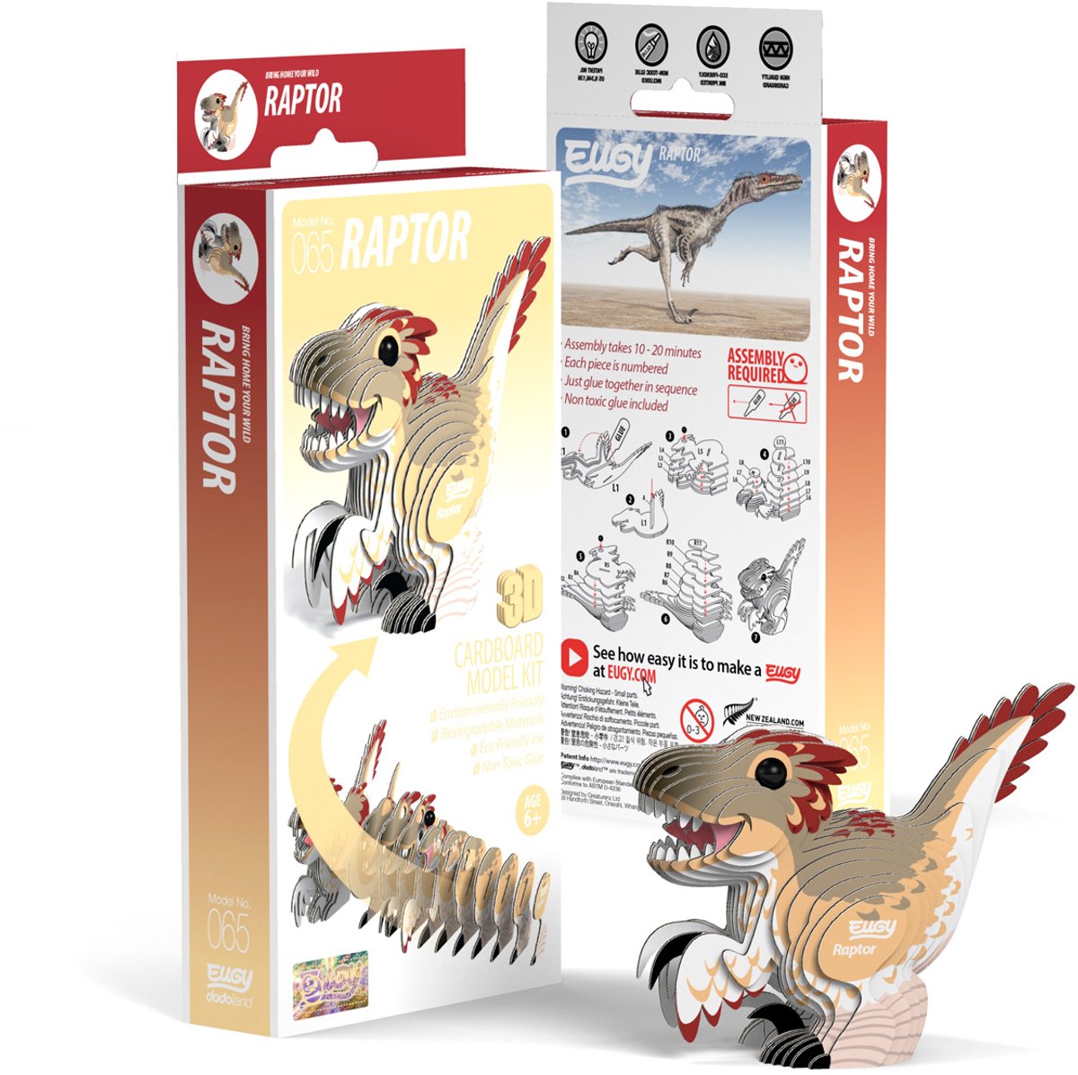 EUGY 3D Puzzel - Raptor - Prehistorie - Duurzaam - Verzamel Ze Allemaal - 6 Jaar