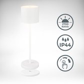 B.K.Licht - LED Oplaadbare Tafellamp - draadloos - met laadstation - dimbaar - IP44 - bedlamp -39,5x12,5 cm - wit