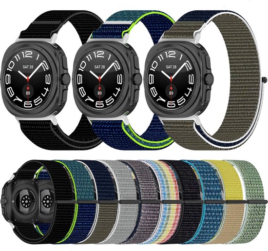 By Qubix Bracelet boucle Sport en nylon - Vert - bleu foncé - Convient pour Samsung Galaxy Watch Ultra 47 mm