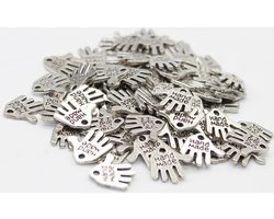20 Schattige Subtiele METALEN LABELS/TAGS/ETIKETTEN met Tekst HANDMADE, 12MM*13MM, Kleur ZILVER