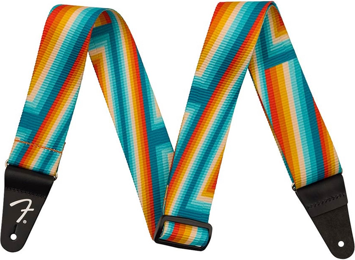 Fender 990637212 Retro geribbelde poly gitaarband, regenboog ontwerp