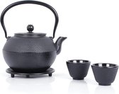 Bol.com Gietijzeren theepot 11 l met afneembare zeef - Theemaker voor losse thee - Vintage design - Zwart aanbieding