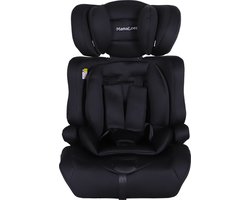 MamaLoes Saar - i-Size Autostoel - 76-150 cm - Zwart - Verstelbare Hoofdsteun - Verwijderbare Rugleuning & 5-Punts Gordel - 3 tot 12 jaar