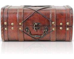 Janis klein - schatkist voor piraten - 28 x 18 x 14 cm - houten kist