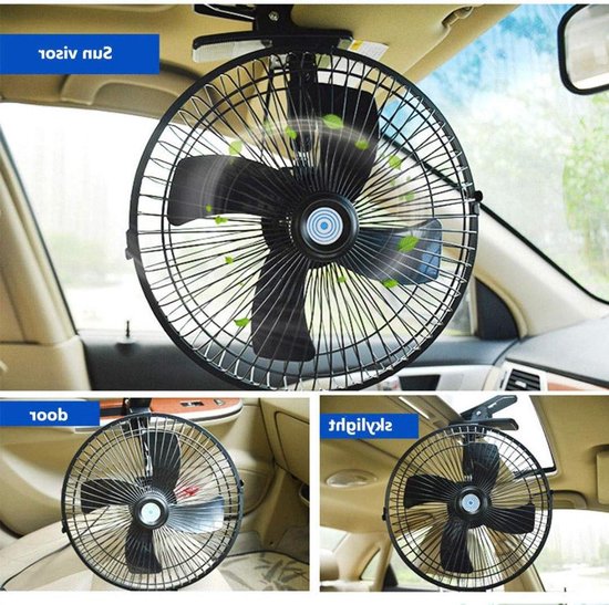 Ventilateur de voiture électrique rotatif à double tête Riloer à faible bruit 2 vitesses 12V