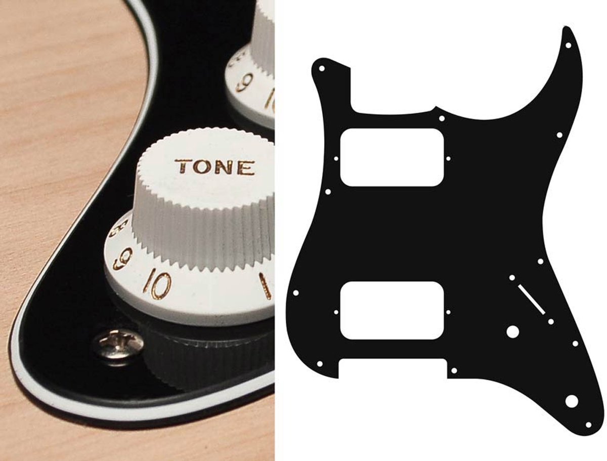 Boston ST-332-B pickguard, Stallion, HH, 2 pot holes, 3-5 switch, 3 ply, black