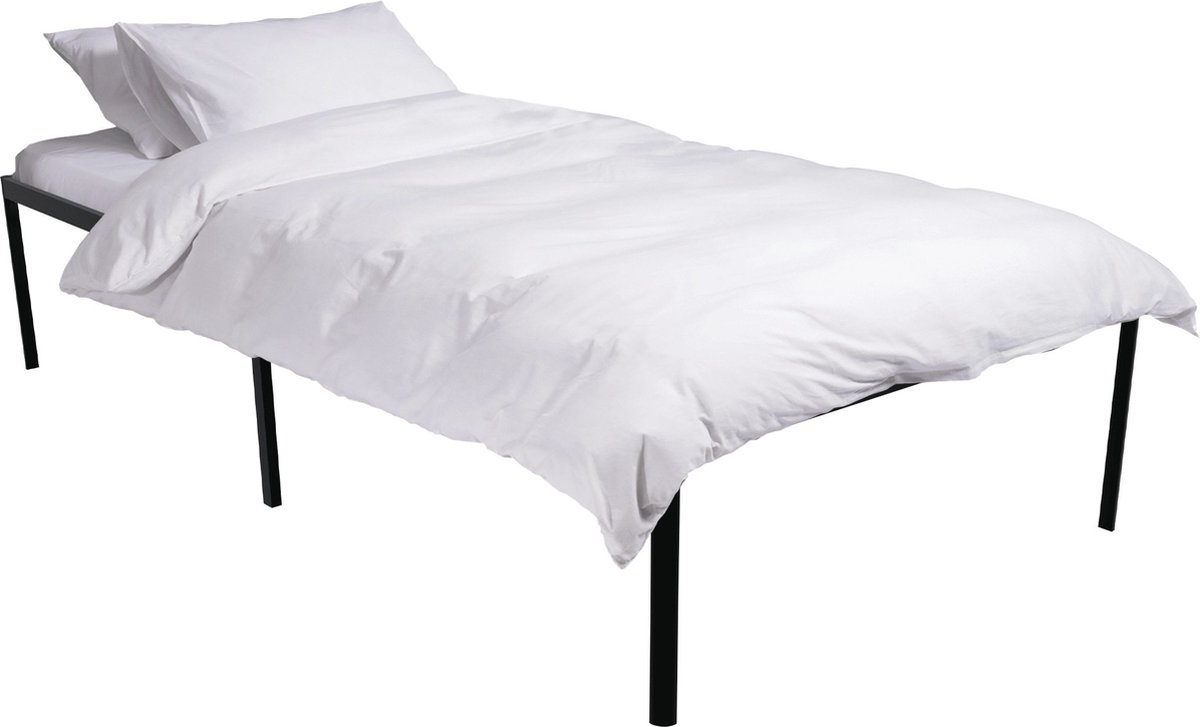 CLP Hamlin Bed - met opbergruimte - met lattenbodem - Robuust bedframe - Bedombouw - Ledikant - Met stoer zwart frame - zwart 200x100x41 cm