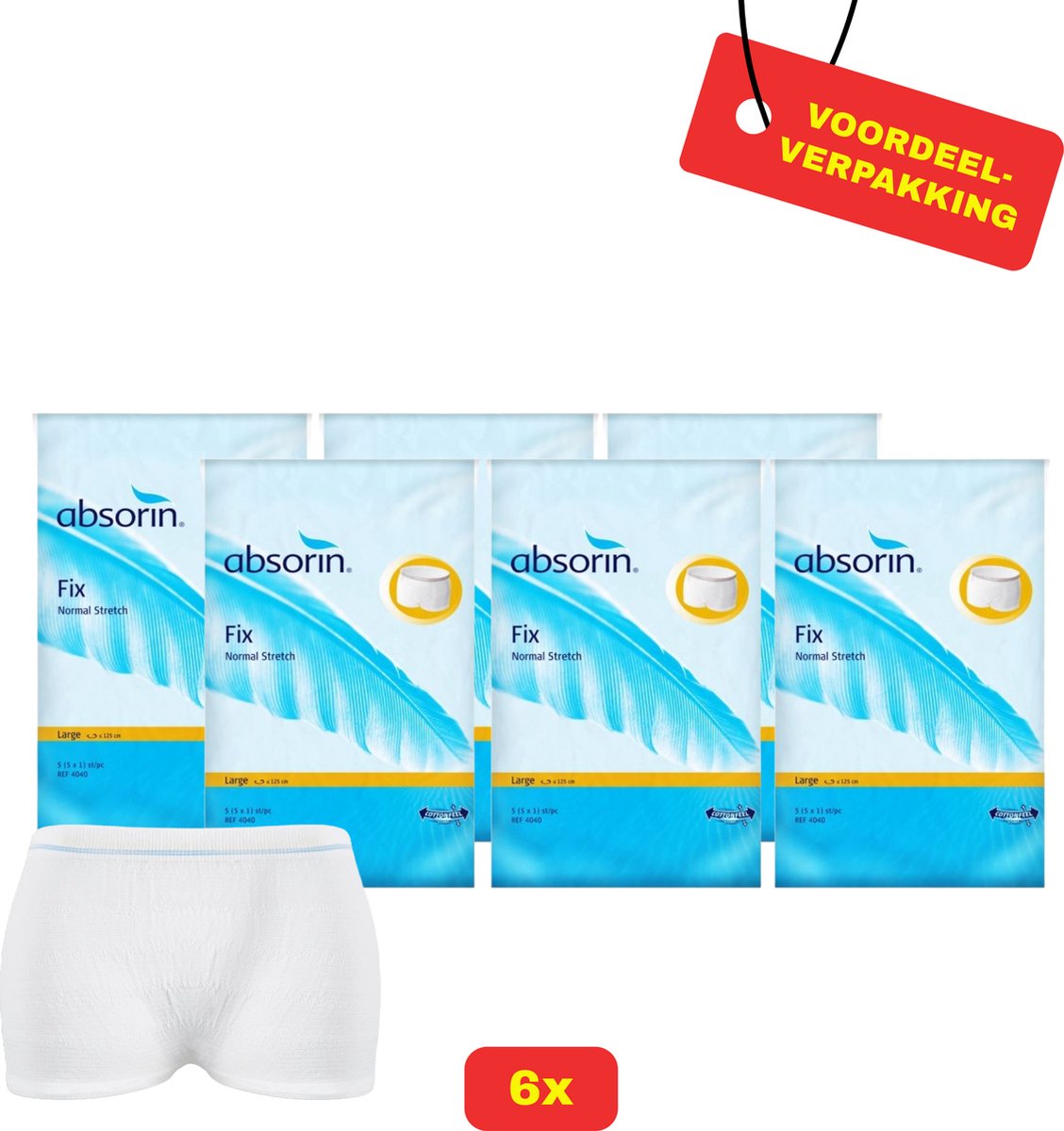 Goedkoopste 6x Absorin Fix Normal Stretch Maat L - 6x 5 stuks - Voordeelverpakking!
