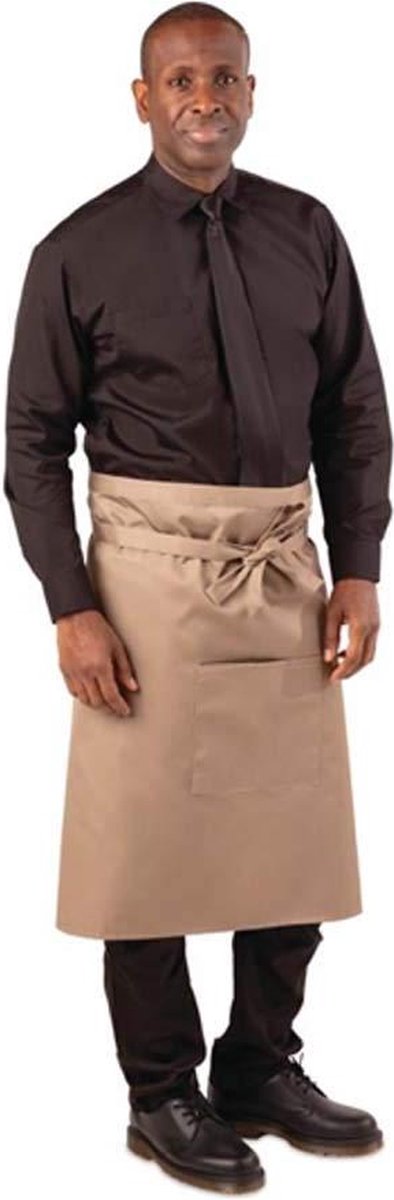 B435 Polycotton Regular Bistro Apron 700mm x 1000mm Tan - Whites Chefs Clothing