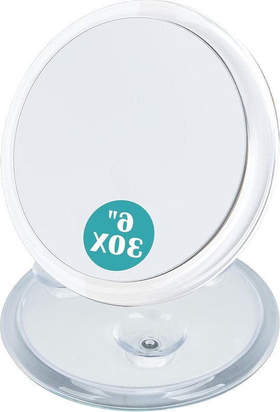 Auxmir x/30 vergrotende spiegel met licht, dubbelzijdige make-upspiegel met verstelbare opvouwbare handgreep, verlichte make-upspiegel met pincet, draagbare tafelspiegel voor op reis naar de