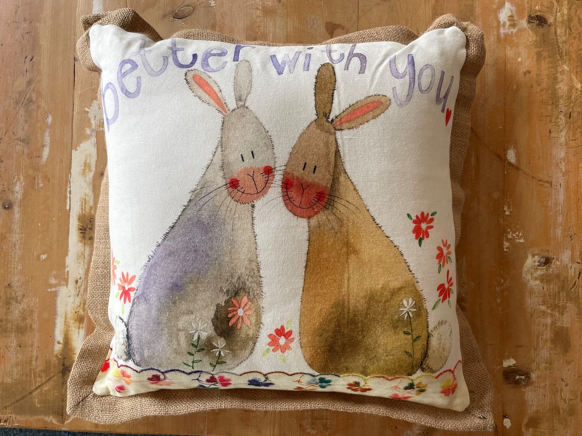 Alex Clark Art Sierkussen - Better with you ~ Konijn - 45 Cm X 45 Cm design