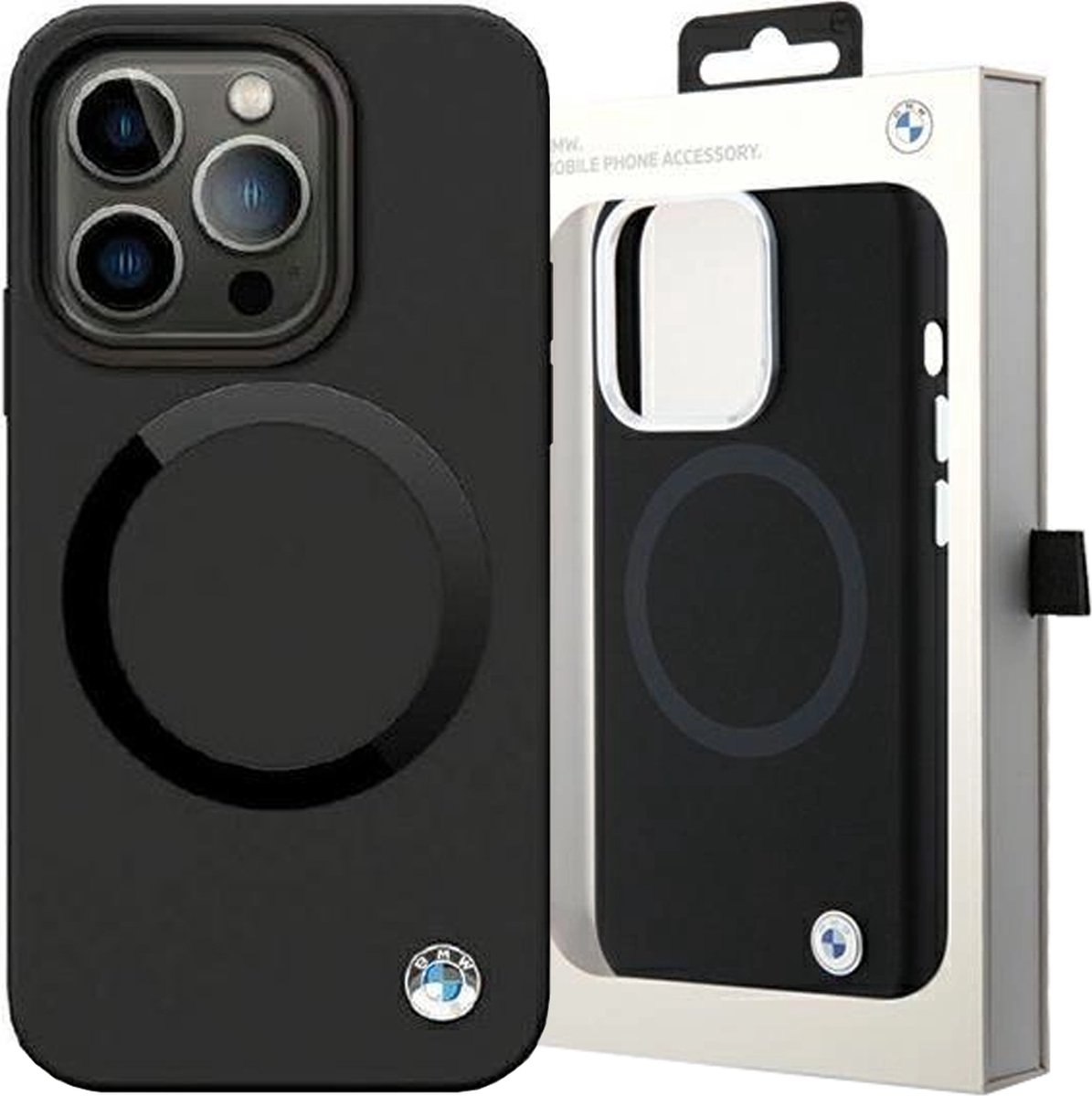 iPhone 14 Backcase hoesje - BMW - Effen Zwart - Silicone