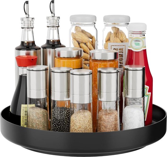 Ohulelks Plateau De Rangement Rotatif Pour Assaisonnements, Plateau De Rangement Antidérapant Multifonctionnel Dans La Cuisine, Plateau De Rangement Rotatif A
