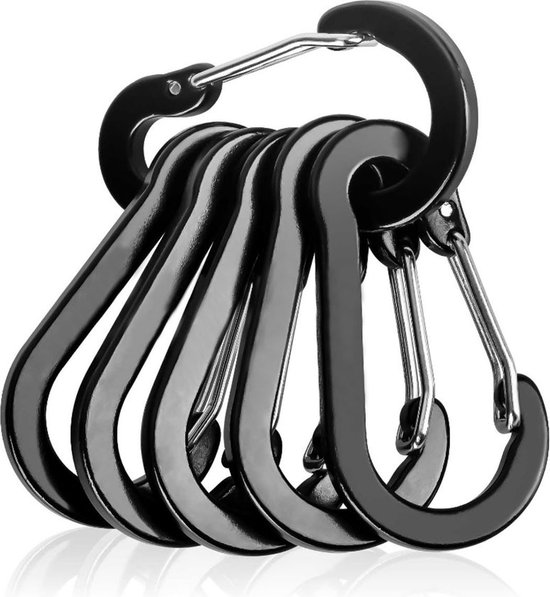 Temlum 10 stuks aluminium D-vormige karabijnhaken, veer, karabijnhaak, sleutelhanger, karabijnhaak, voor kamperen, reizen, wandelen, sleutelhanger, outdoor-accessoires (5,8 cm