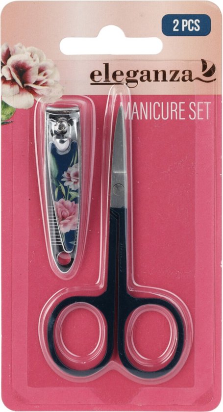 Eleganza Ciseaux à ongles ou ciseaux de manucure avec tondeuse - acier inoxydable - 8,5 cm - soins personnels pour couper les ongles