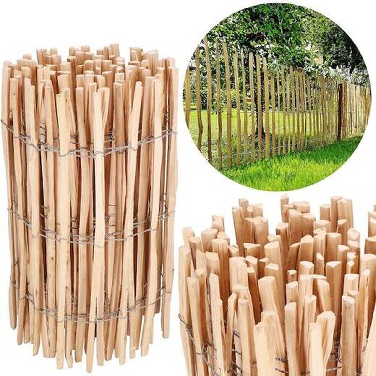 Springos Schapenhek Tuinhek Hazelaarhout 500x100 cm Paalafstand 7-9 cm Bruin