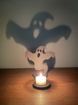 Photophore Halloween Verre Noir Gravé Citrouille - 6,9x6,8 Cm, Céramique, Pour Bougie LED Ou Réelle