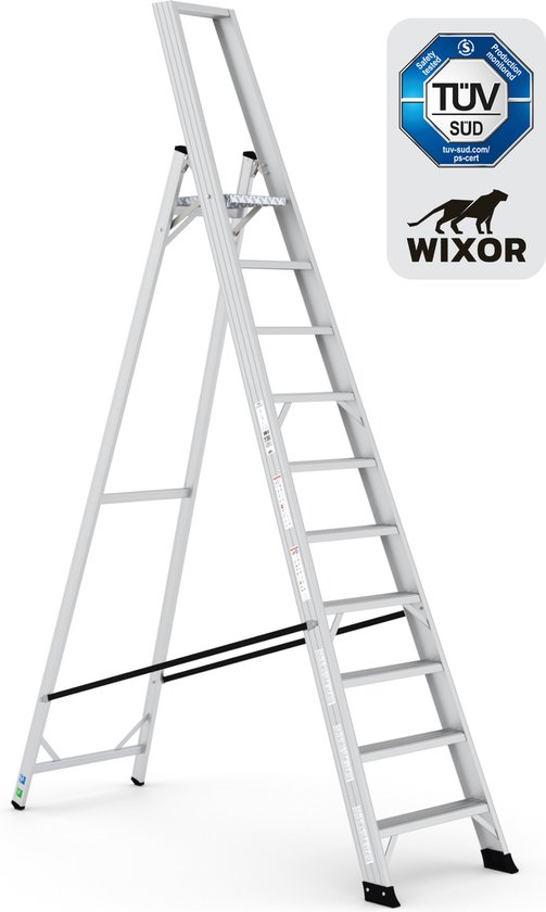 Foto: Wixor trapladder expert huishoudtrap 10 treden professionele trap bordestrap stevige trap tuv gecertificeerd en131