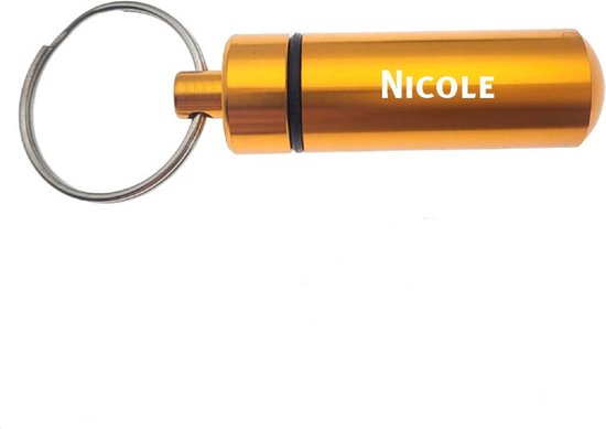 Porte-clés - Pilulier - Personnalisé - Nicole - Médicaments - Étui à bijoux - Or