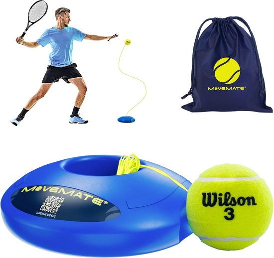 Foto: All ant tennistrainer set met wilson tennisbal innovatief vrijetijdssportapparaat om te spelen en te trainen buiten in de tuin op het terras incl transporttas trainingsvideo s kinderen en volwassenen