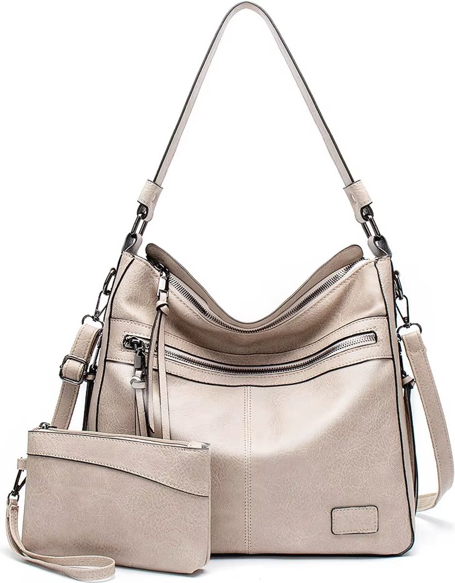 MaberLondon Dames Handtas - Schoudertas & Crossbody - Zacht PU Leer (crème wit)