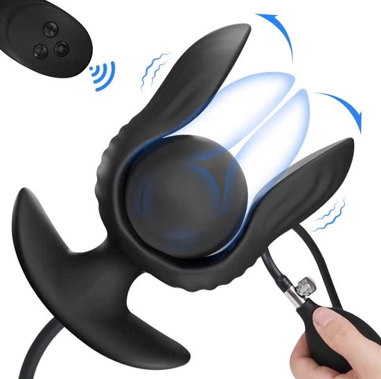 Foto: Vibrerende opblaasbare anaalplug xxl grote buttplug afstandsbediening 10 vibratiestanden prostaat anale stimulatie usb oplaadbaar