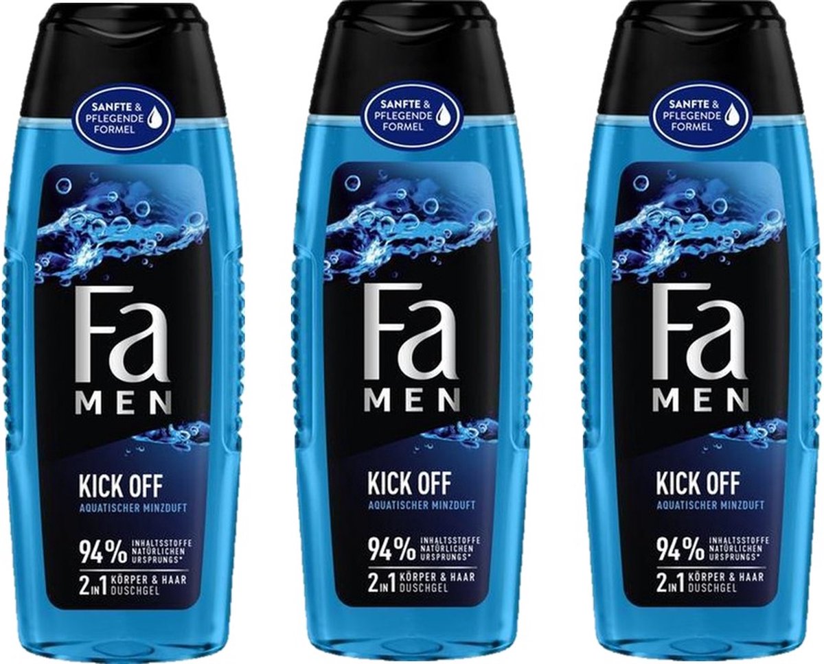 Goedkoopste Fa Douchegel Men - Kick Off - Voordeelverpakking 3 x 250 ml