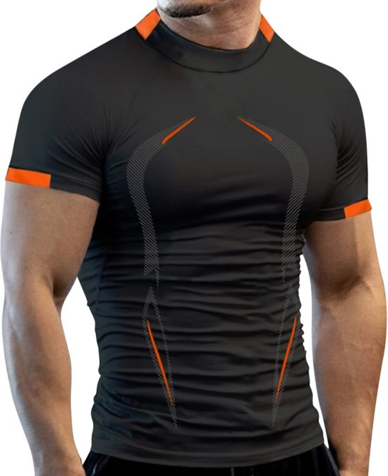 Foto: Sportshirt compressie short sleeve shirt heren sportshirt sportkleding voor heren maat xl louzir