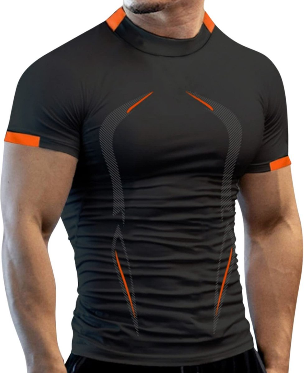 Sportshirt - Maat XL - Compressie Short Sleeve Shirt - Heren Sportshirt - Sportkleding voor Heren - LOUZIR