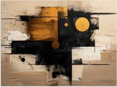 Poster 120x90 cm - Abstract - Zwart - Goud - Modern - Posters - Kamer decoratie - Wanddecoratie woonkamer - Muurdecoratie slaapkamer