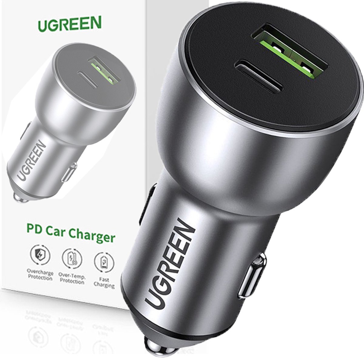 UGREEN Fast Charge Autolader Dubbele Poort 42.5W Universeel QC/PD 3.0