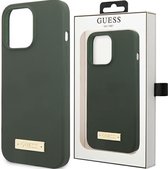 Guess - GUHMP13LSPLA - iPhone - 13 - Pro / 13 - 6.1 - vert/kaki - rigide - coque - Siliconen - plaque logo - MagSafe