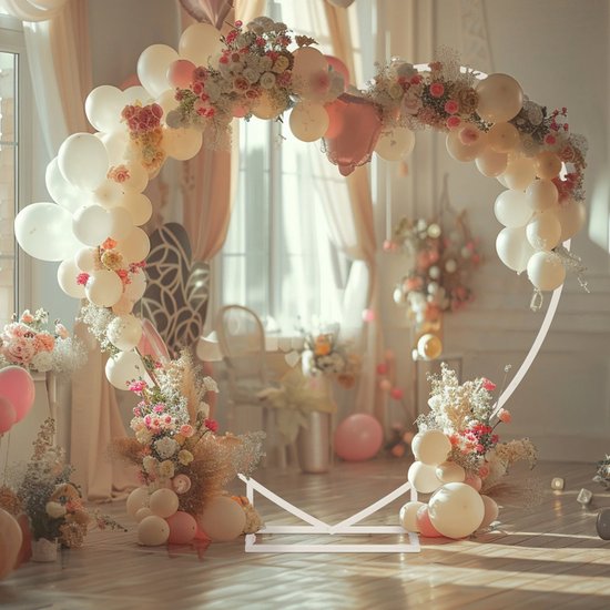 PZVZHIS Ronde Ballonboog Van 2 Meter – Stevig Metalen Frame Voor Feestdecoratie (goud/wit)