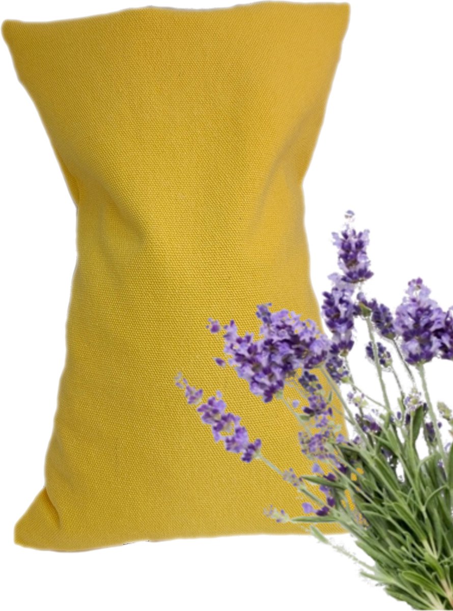 Goedkoopste Ecologisch Kersenpitkussen met lavendel 30 x 20 cm (geel), voor soepele spieren en ontspanning - Geel - wasbaar hoesje