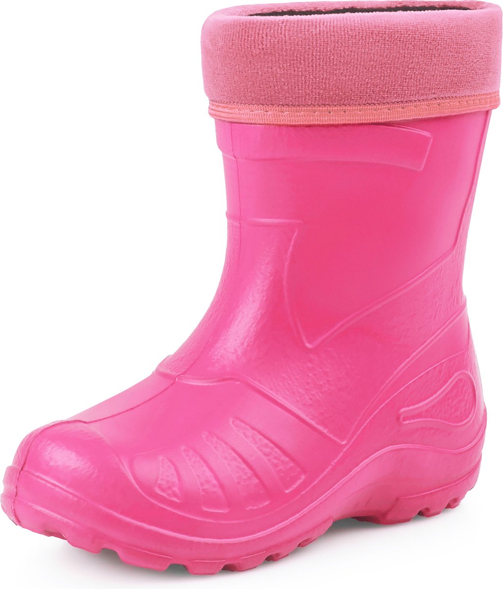 Ladeheid LA-KL-050 Kinder Regenlaarzen - Rubber - met Binnenschoen - EVA - Wasbare Binnenschoen - Roze - 28