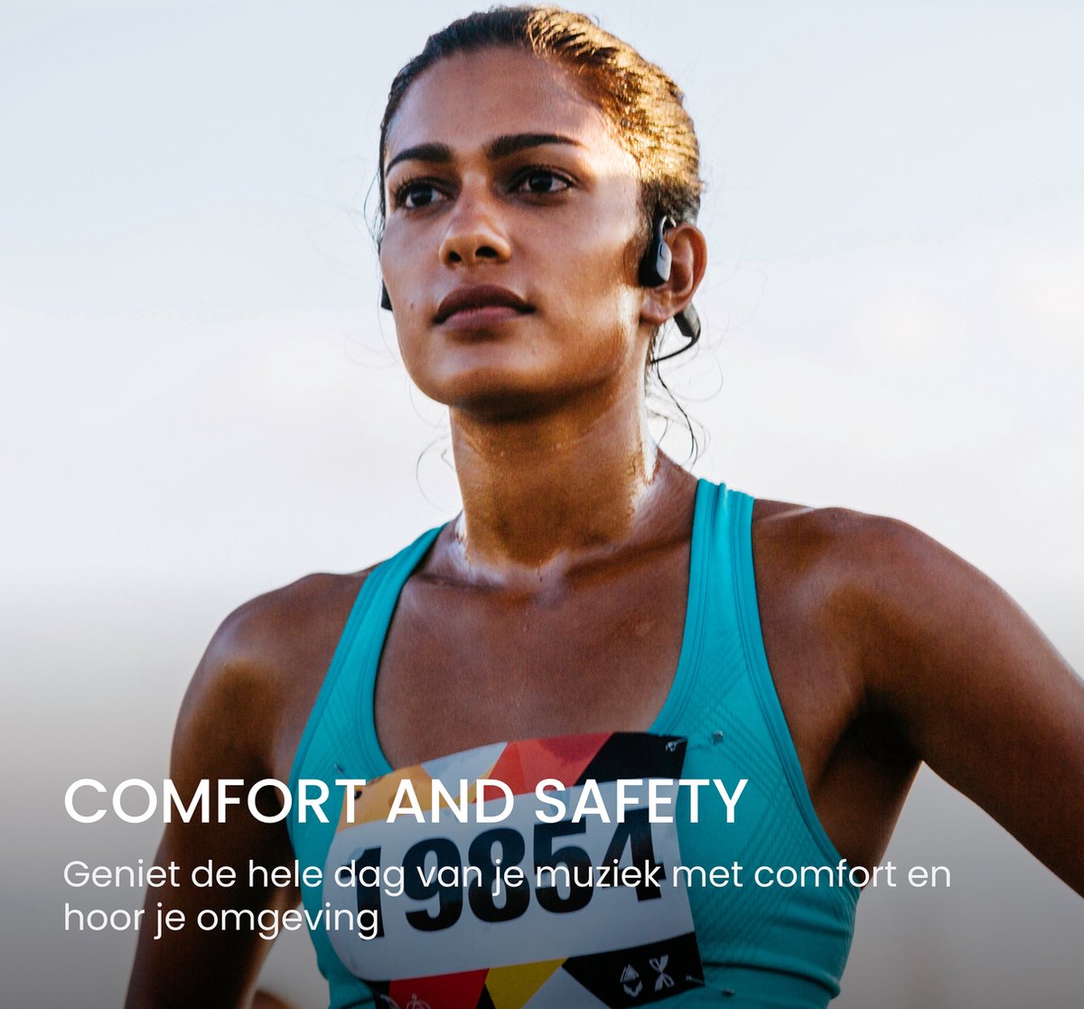 Shokz OpenRun Mini USB-C Open-ear Sporthoofdtelefoon – Bone Conduction – Draadloos – IP67 – Zwart thumbnail 7